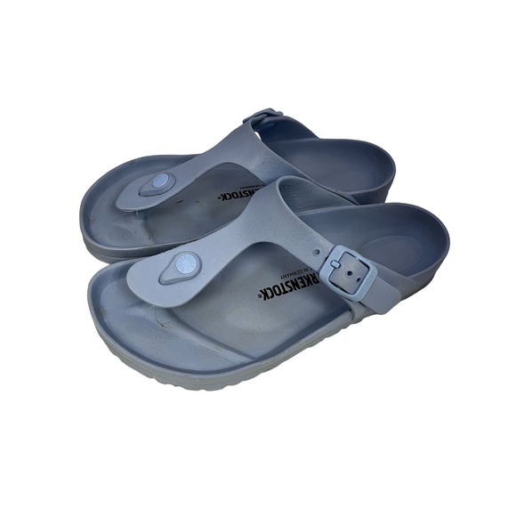 Birkenstock Rubber Light Blue Gizeh Essentials Eva Thong Sandals Sz 37 - Picture 1 of 3